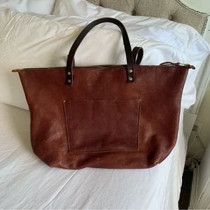 Portland Leather Zipper Tote Nutmeg Oversized